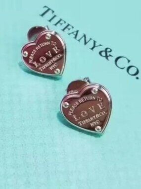 Tiffany & Co. Pink Heart Enamel Earrings